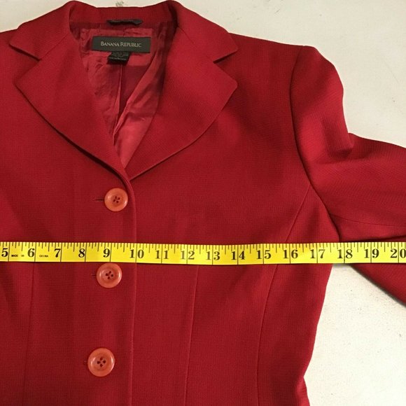 Banana Republic Womens Red Four Button Suit Jacket Front Pocket Casual Size 4 - Picture 7 of 8